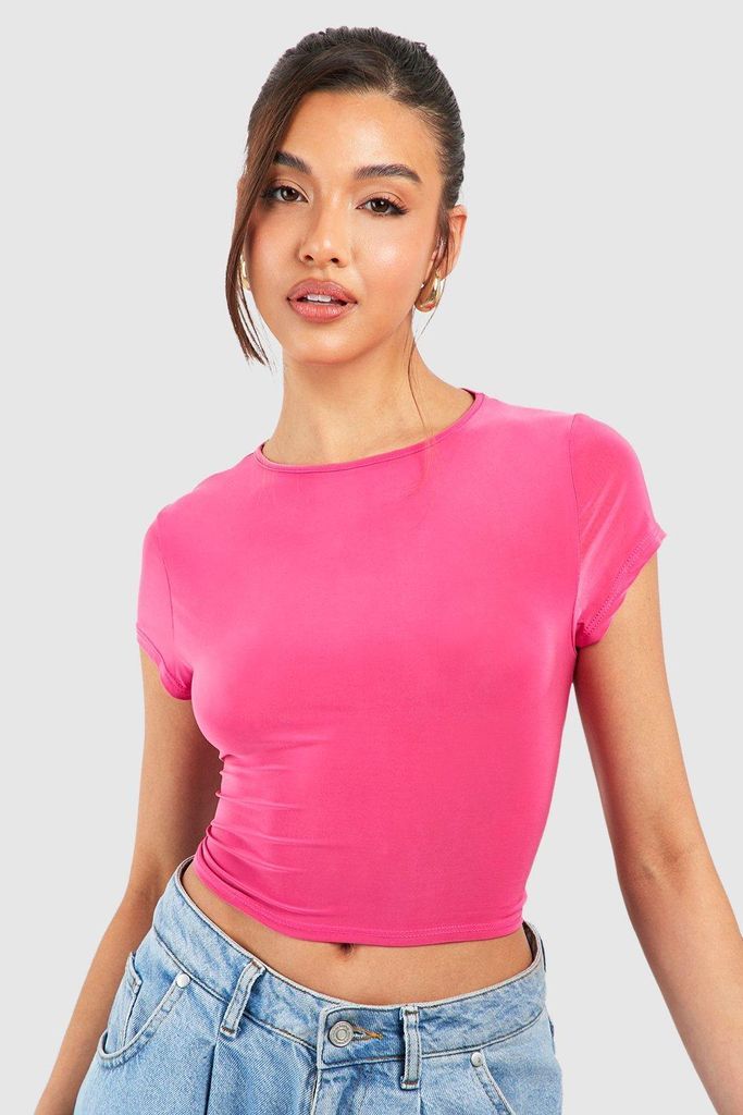 Womens Slinky Cap Sleeve Top - Pink - 8, Pink
