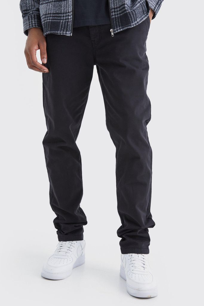Men's Tall Slim Chino Trouser With Woven Tab - Black - 38, Black
