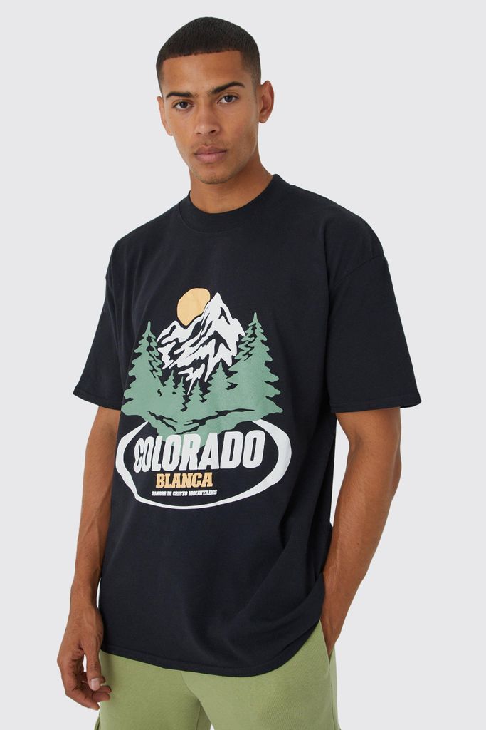 Men's Oversized Colorado Graphic T-Shirt - Black - M, Black
