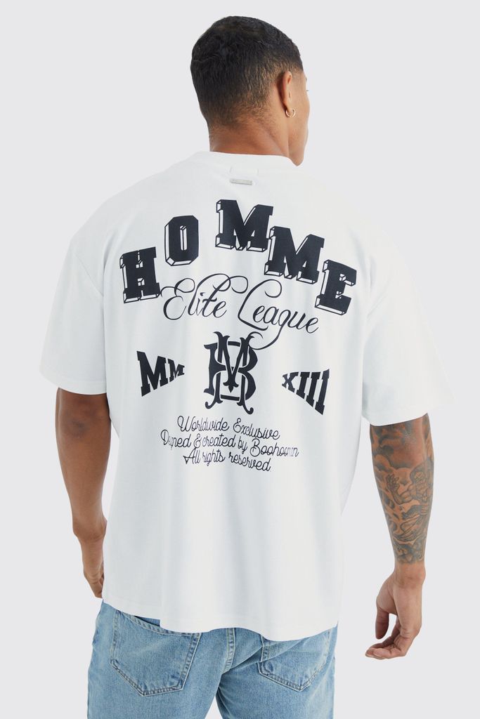 Men's Oversized Elite Graphic Interlock T-Shirt - White - L, White