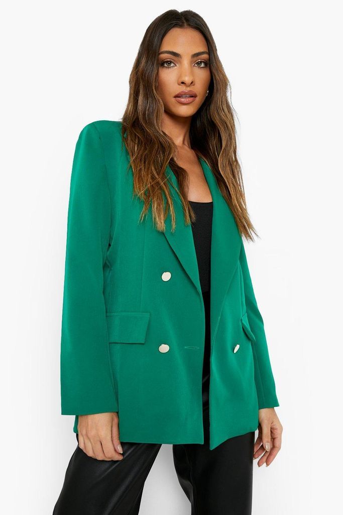 Womens Double Breasted Tailored Military Blazer - Green - 14, Green
