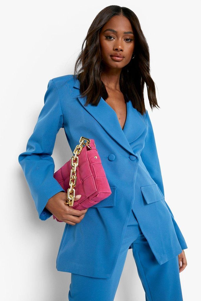Womens Asymetric Wrap Front Tailored Blazer - Blue - 12, Blue