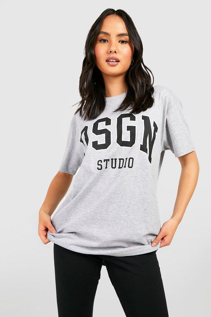 Womens Dsgn Studio Slogan Oversized T-Shirt - Grey - L, Grey