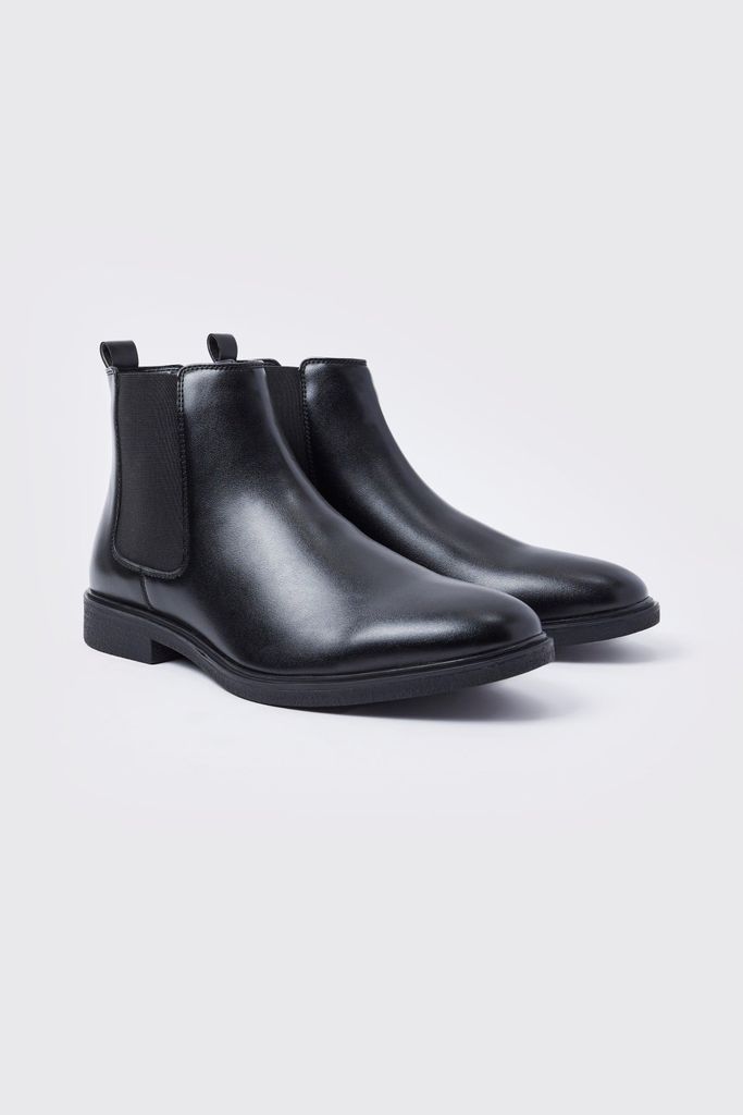 Men's Classic Faux Leather Chelsea Boots - Black - 10, Black