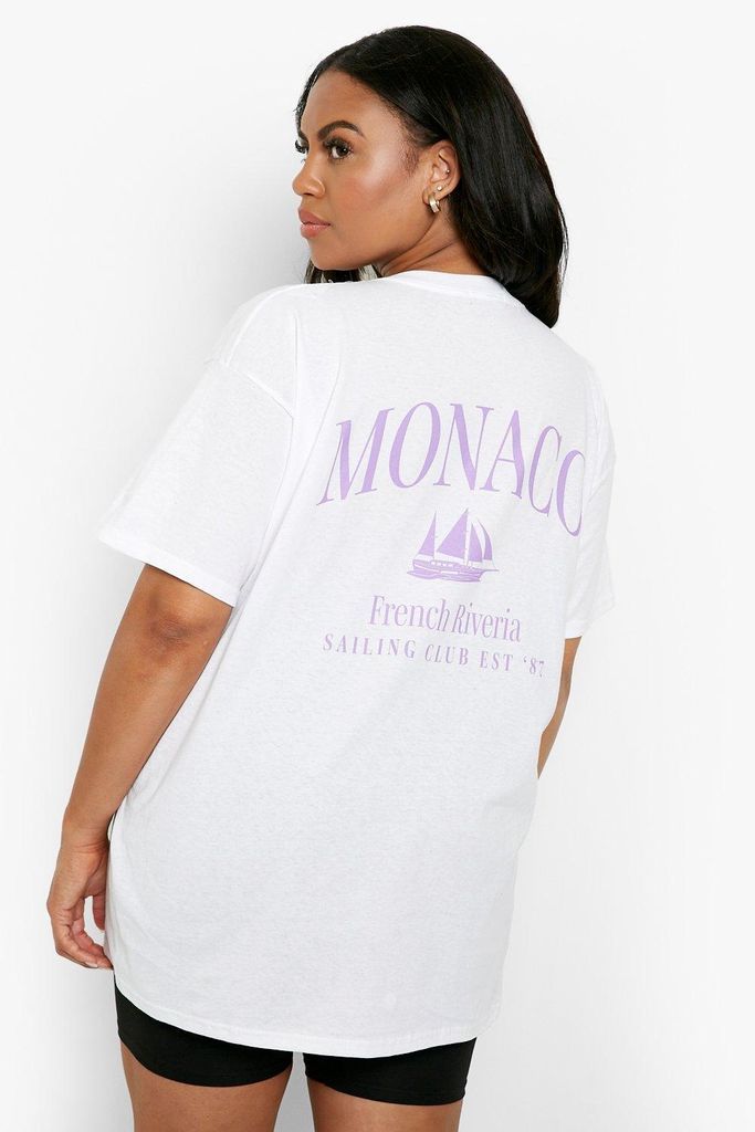 Womens Plus Monaco Printed T-Shirt - White - 22, White