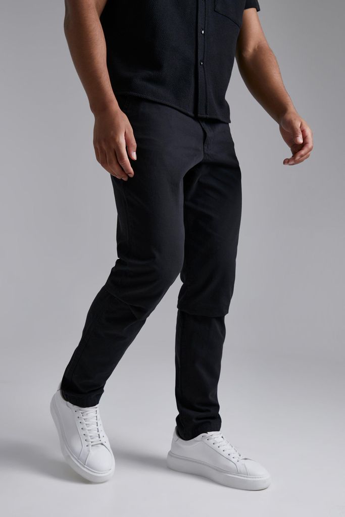 Men's Tall Slim Fit Chino Trousers - Black - 32R, Black