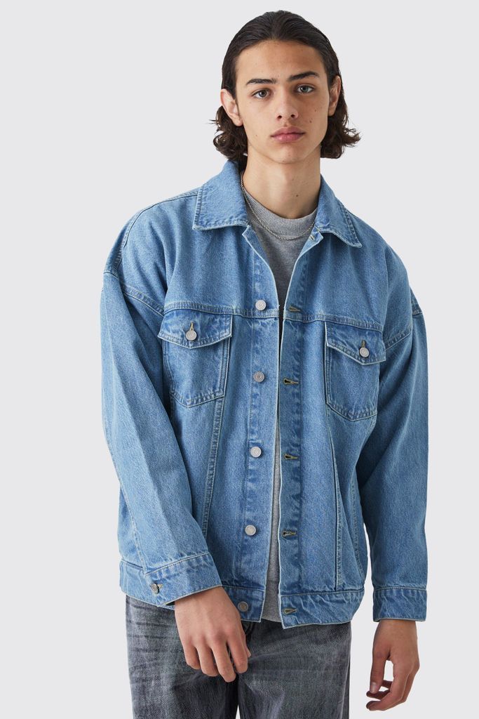 Men's Oversized Denim Jacket - Blue - M, Blue