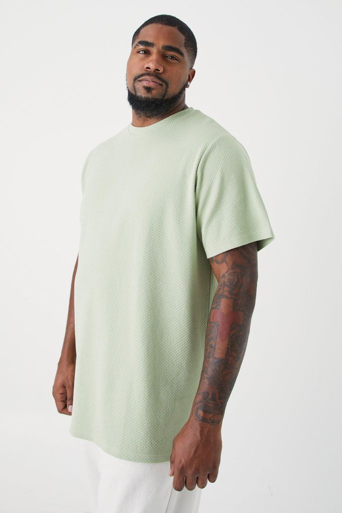 Men's Plus Textured Jacquard T-Shirt - Green - Xxxxxl, Green