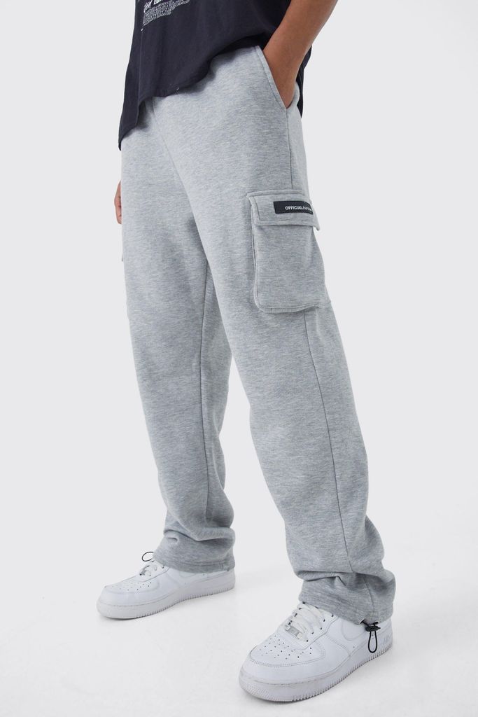 Men's Tall Loose Fit Cargo Jogger With Toggle Cuff - Grey - L, Grey