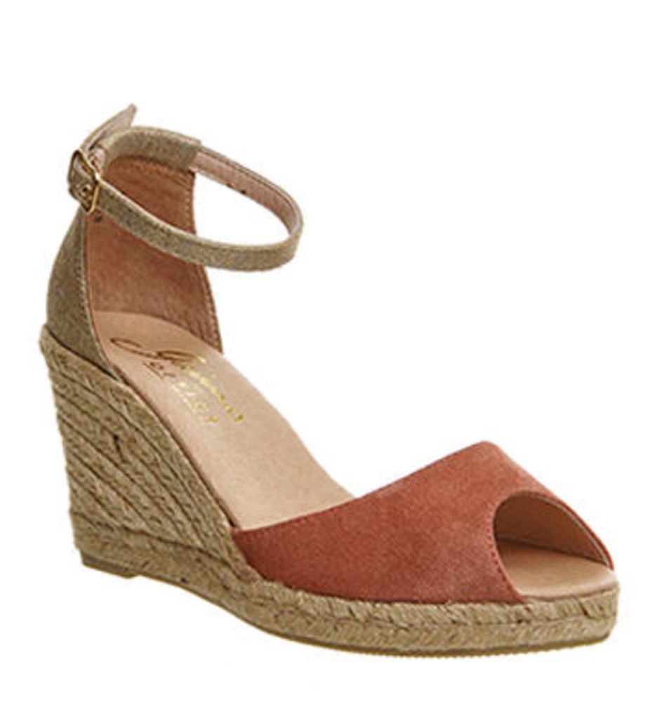Gaimo for OFFICE Susan Wedge Espadrille PINK GOLD SUEDE LEATHER