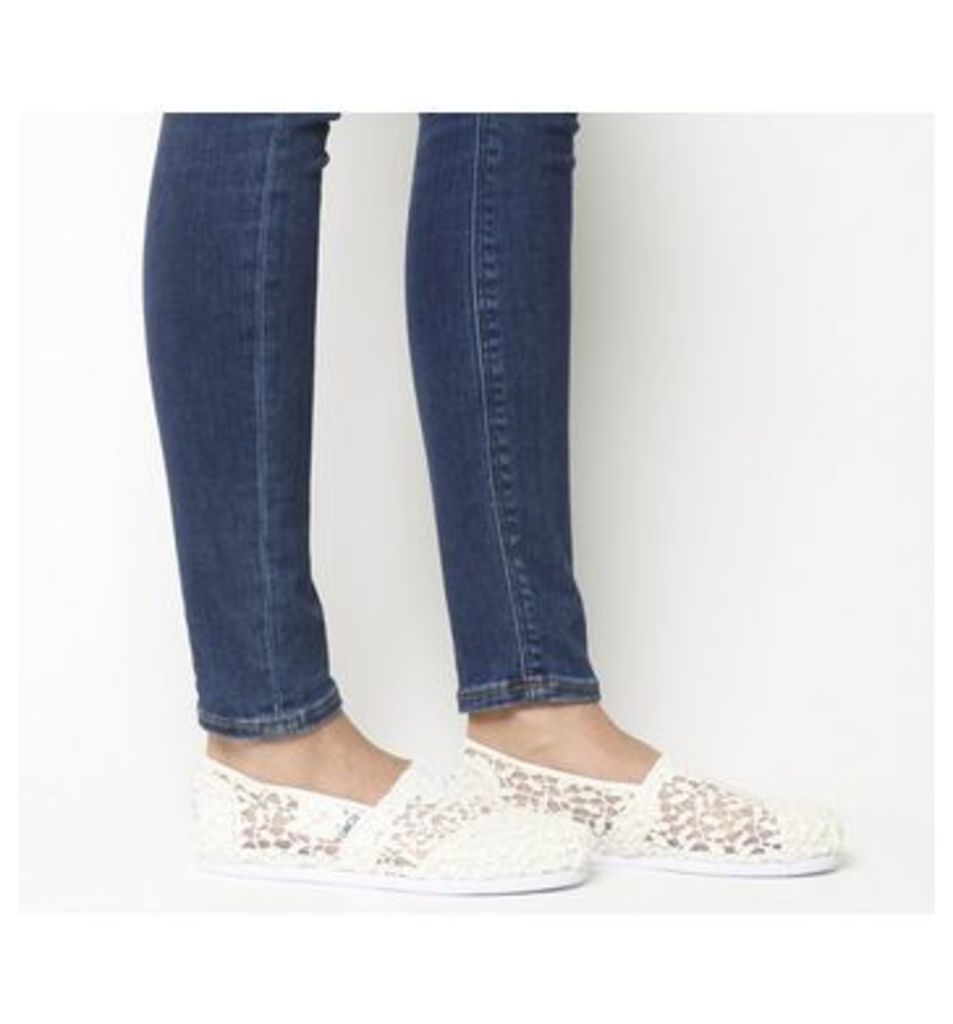 Toms Seasonal Classic Slip On WHITE LACE LEAVES