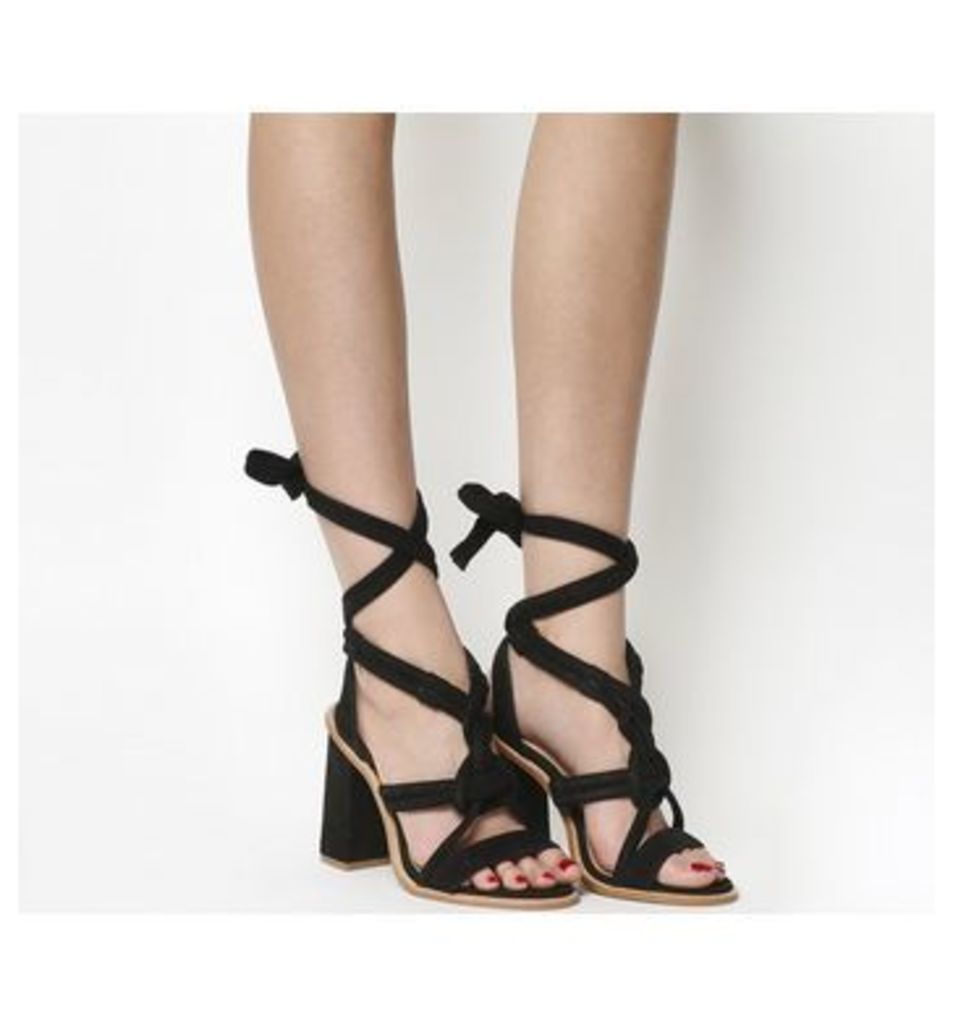 Office Ava Knotted Block Heel Sandal BLACK SUEDE