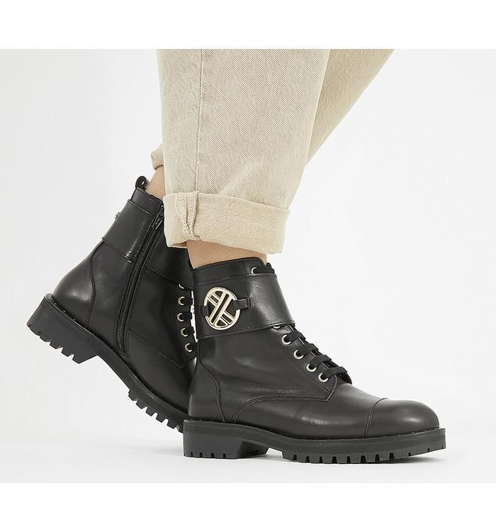 Ambiguous - Lace Up Boot Black Leather With Gold Hardware