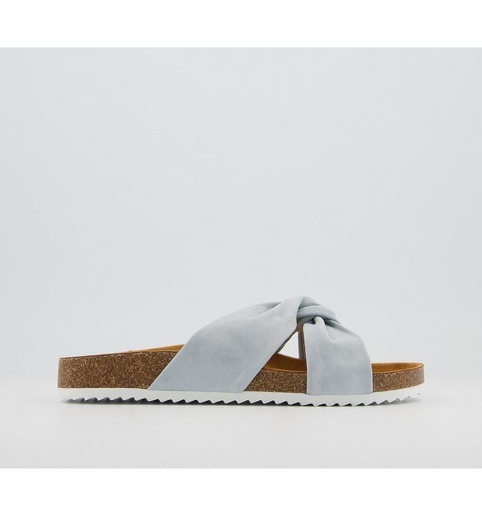 Sustain Twisted Footbed Flat Sandals Pale Blue Suede