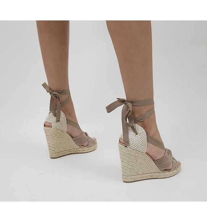 Harning Ankle Tie Espadrilles Taupe Suede