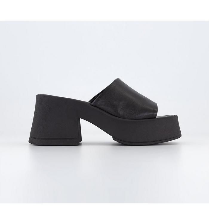 Hizzy Square Toe Mules Black Leather