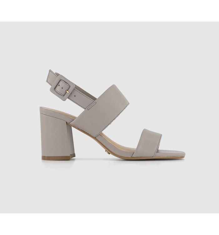 Madeline Two Part Block Heels Grey Leather