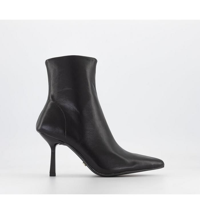 All Set Point Toe Ankle Boots Black Leather