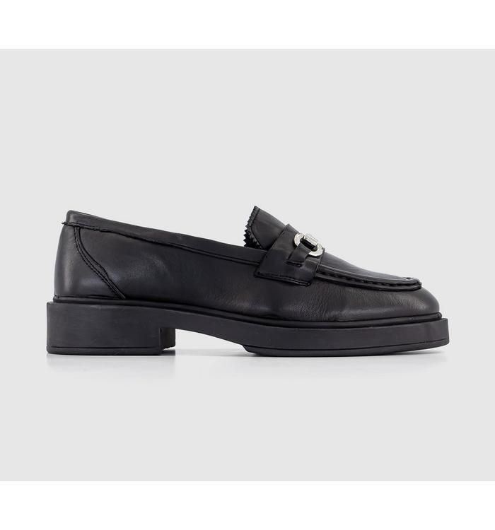 Fidgeting Leather Trim Penny Loafers Black Leather