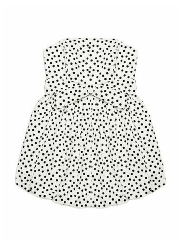 Womens Ivory Polka Poplin Puffball Mini Dress, IVORY