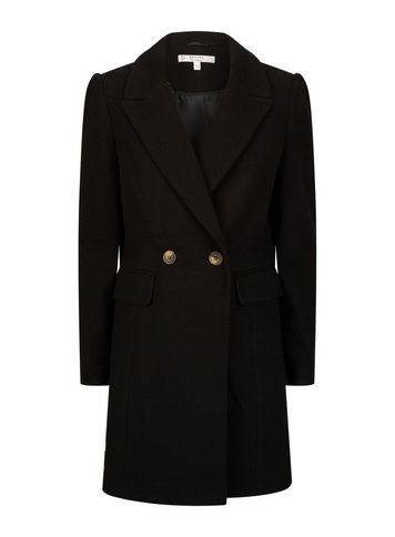 Womens Petite Black Recycled Coat, BLACK