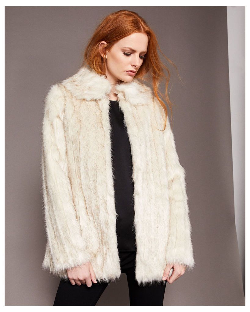 Ted Baker Faux fur collared coat Ivory