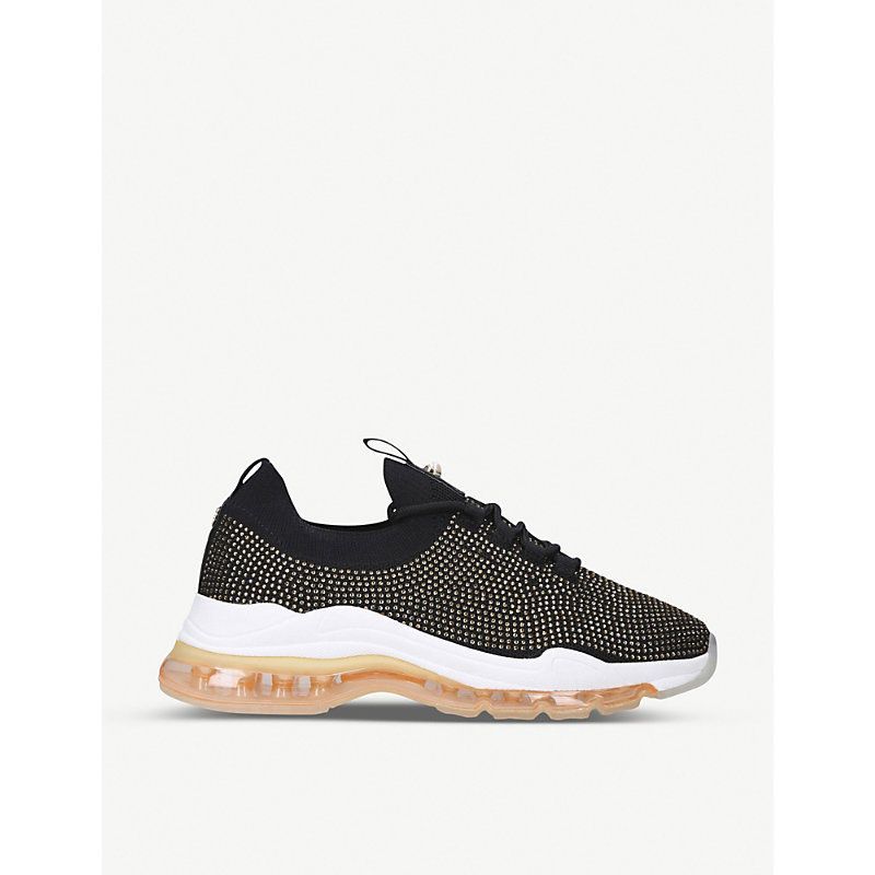 Later faux pearl-embellished woven trainers