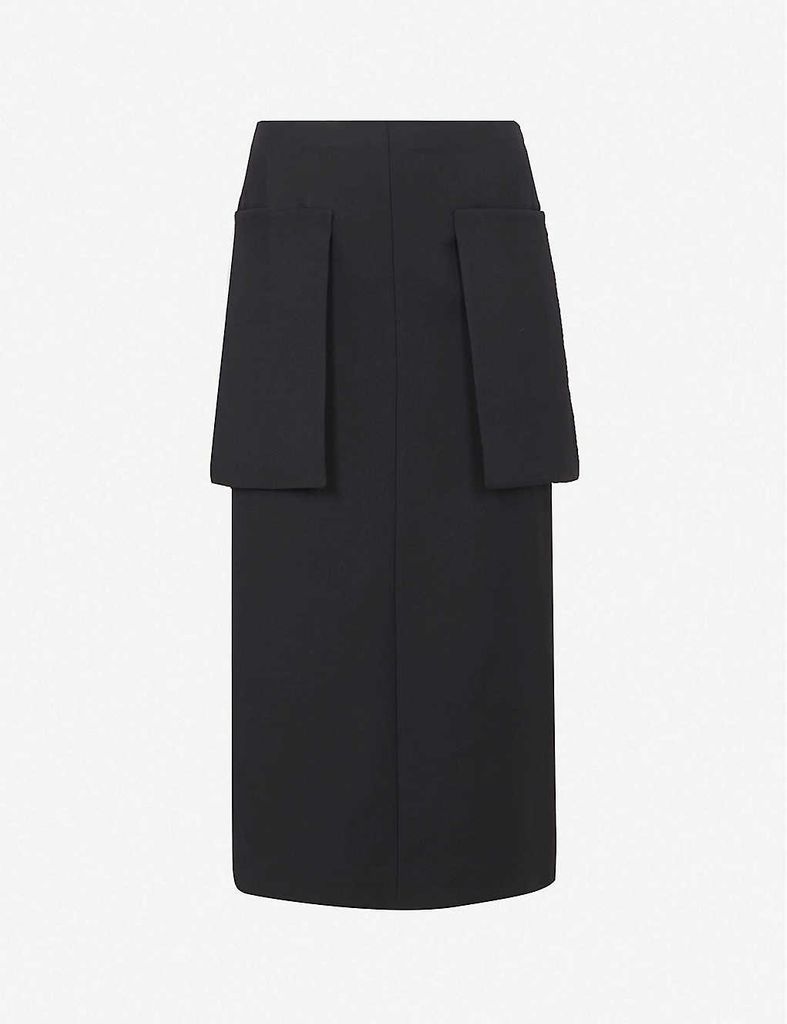 Jenna high-waist wool-blend midi skirt