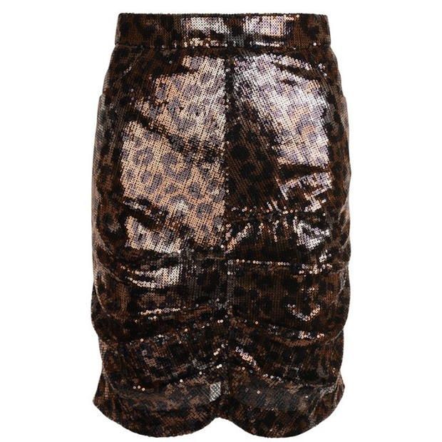 Leopard Print Sequin Skirt