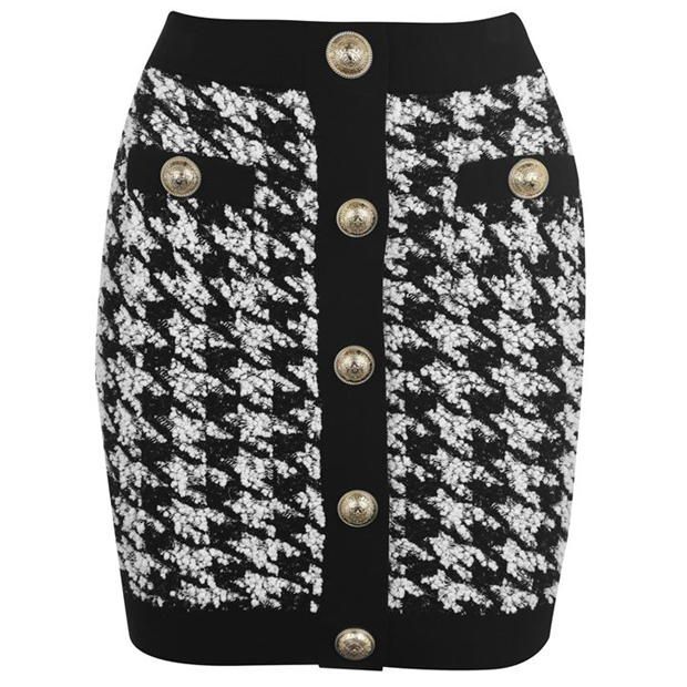 Button Tweed Skirt