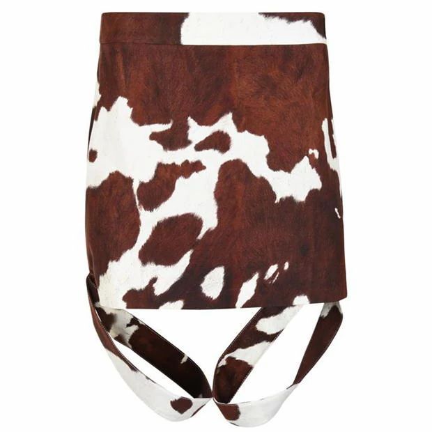 Animal Print Cotton Linen Midi Skirt