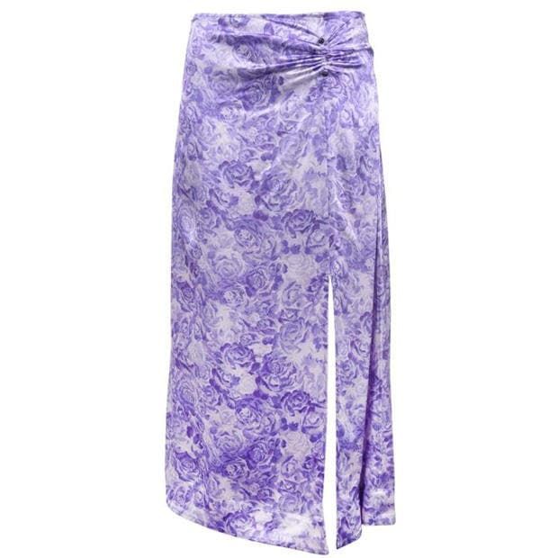 Satin Floral Midi Skirt