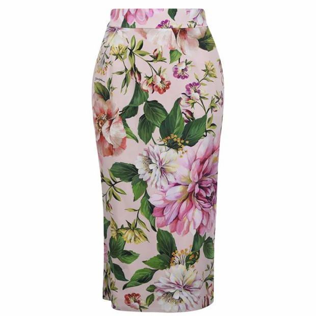Floral Charmeuse Midi Skirt