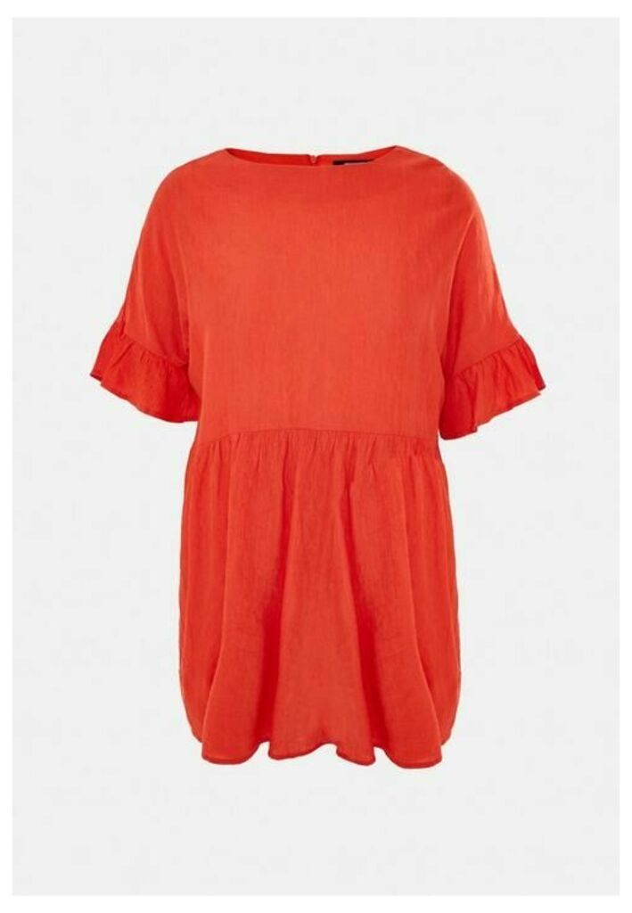 Plus Size Orange Textured Smock Dress, Orange