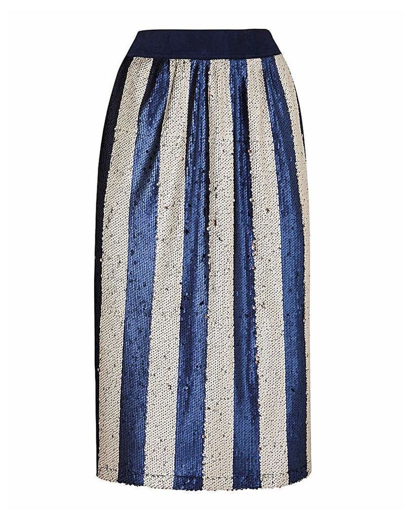 Striped Sequin Pencil Skirt
