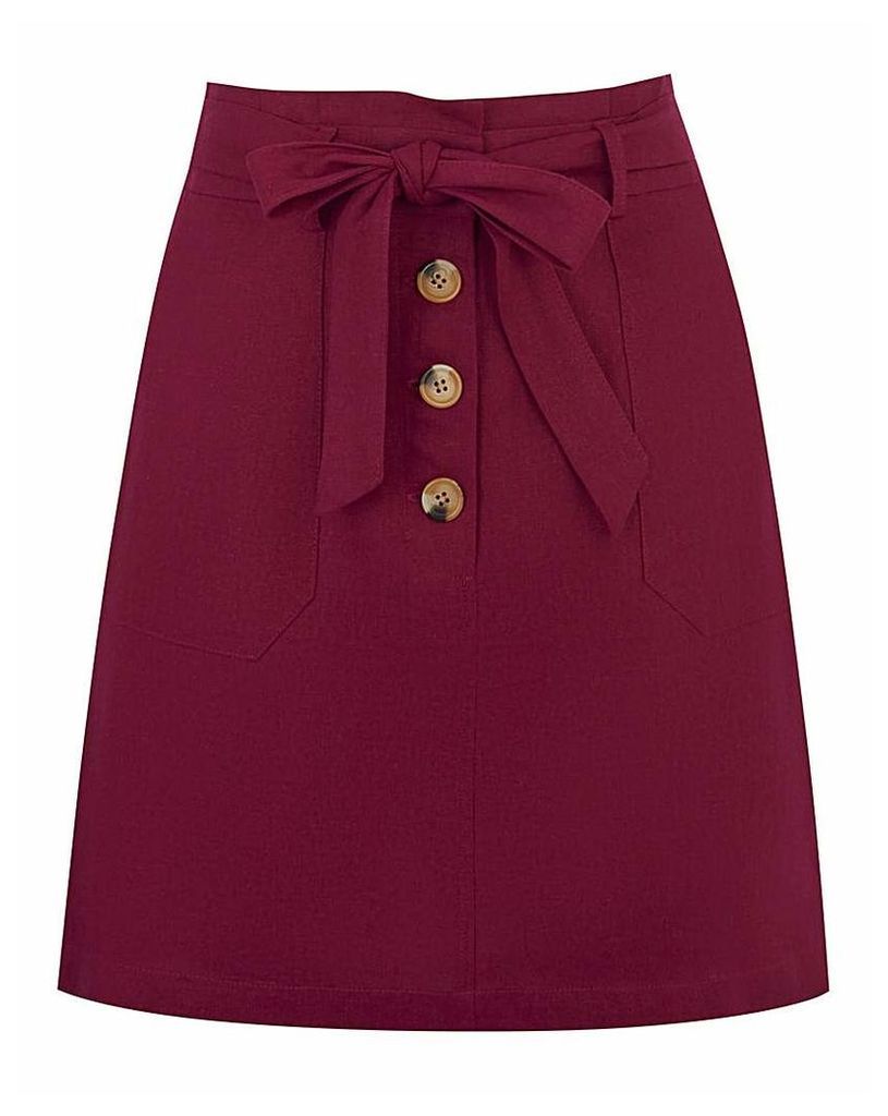 Oasis Belted Paperbag Linen Skirt