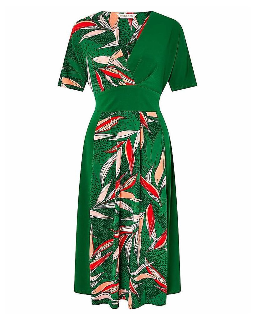 Monsoon Lorna Leaf Print Dress