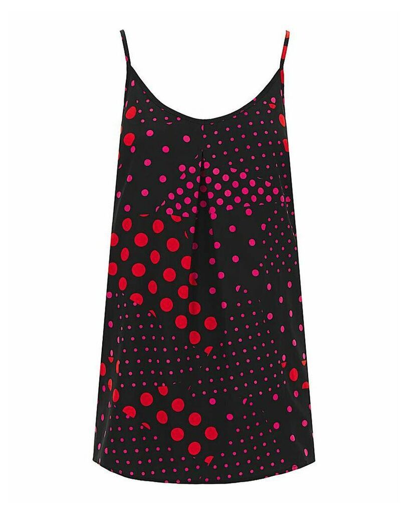 Red/Black Spot Print Woven Strappy Cami