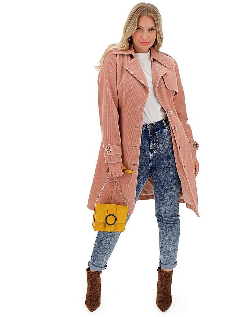 Dusky Pink Cord Trench Coat