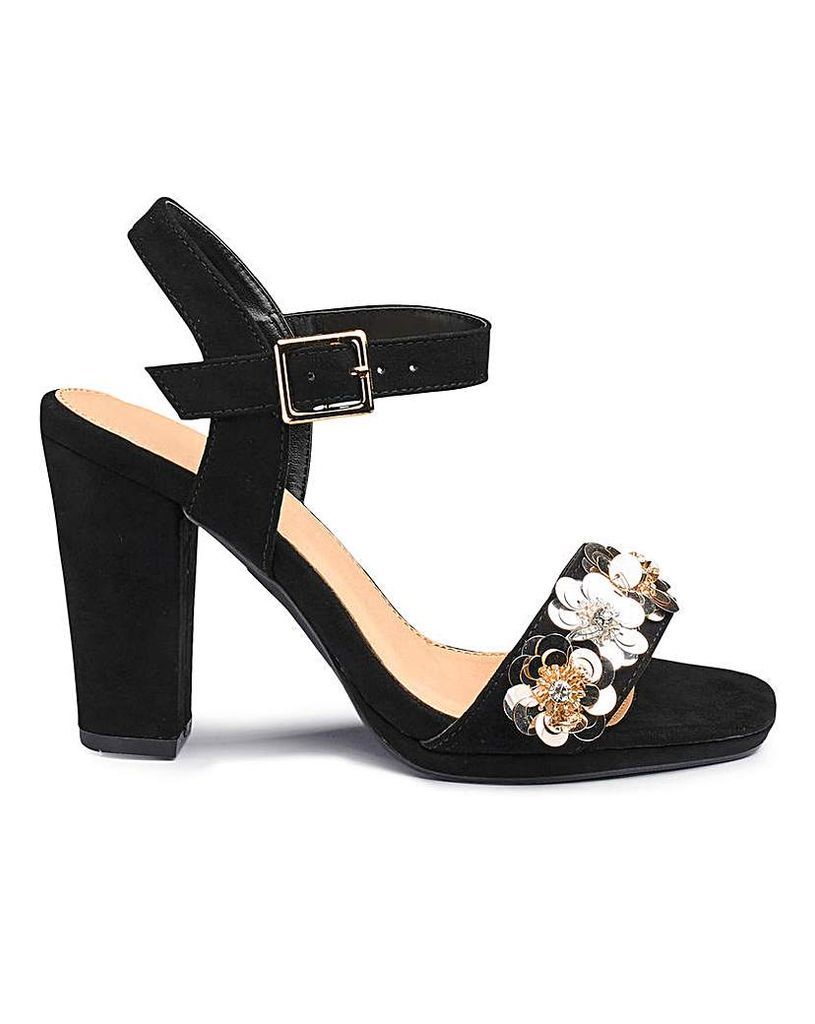 Sole Diva Flower Trim Heels E Fit