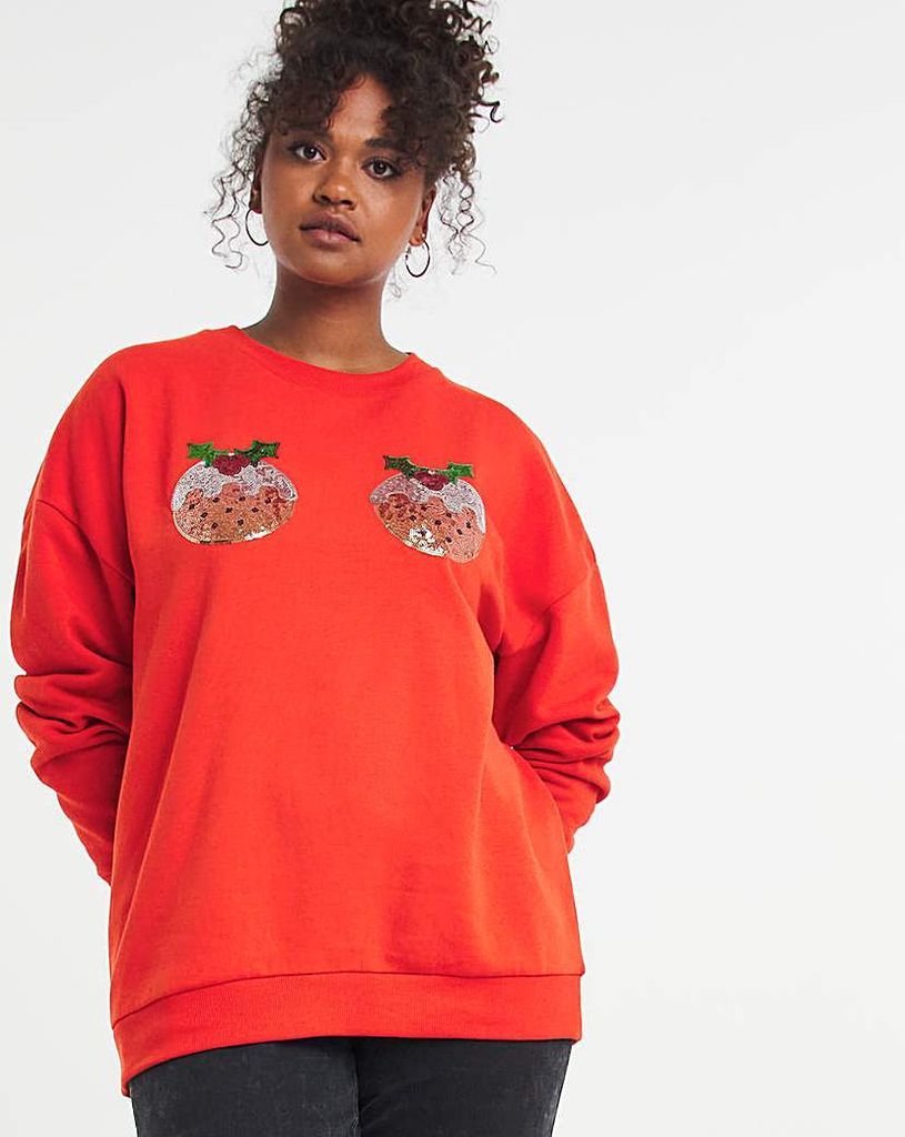 Christmas Pudding Sequin Sweatshirt