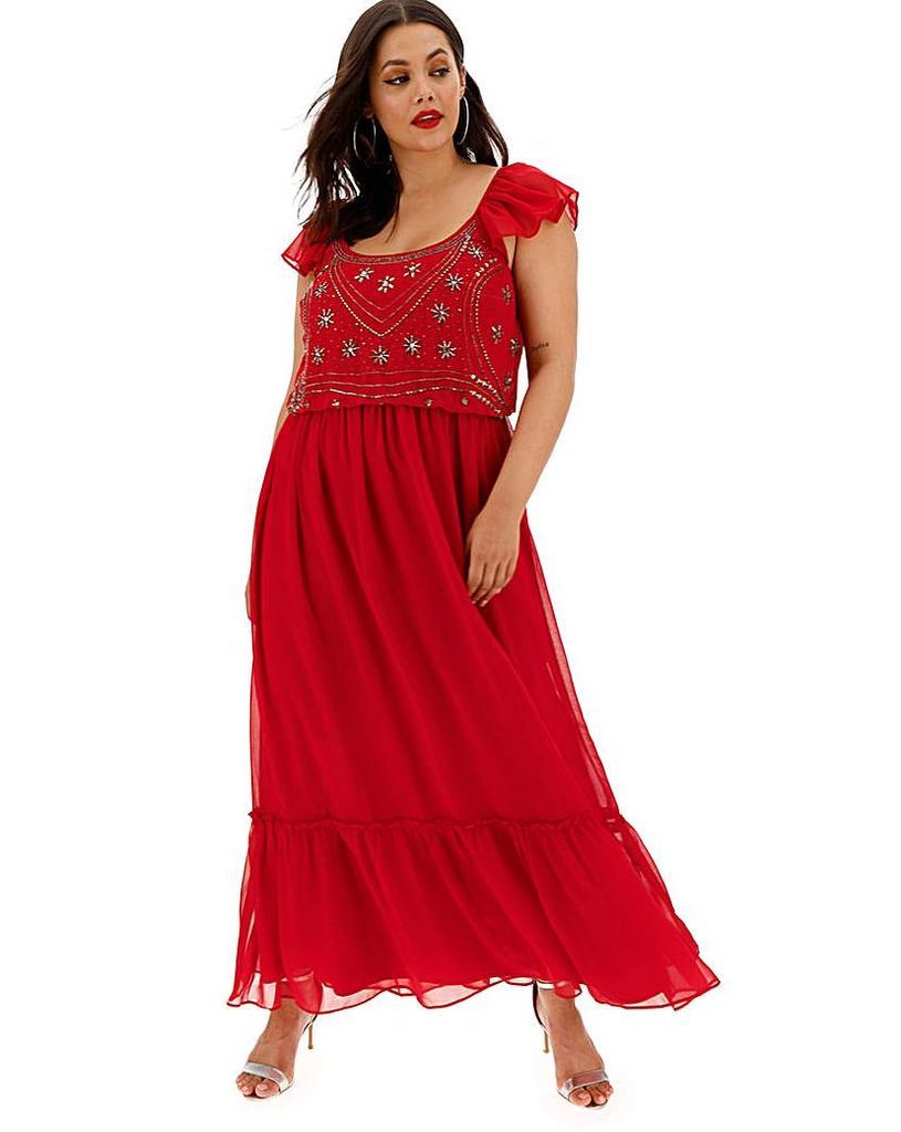 Red Embellished Boho Dress
