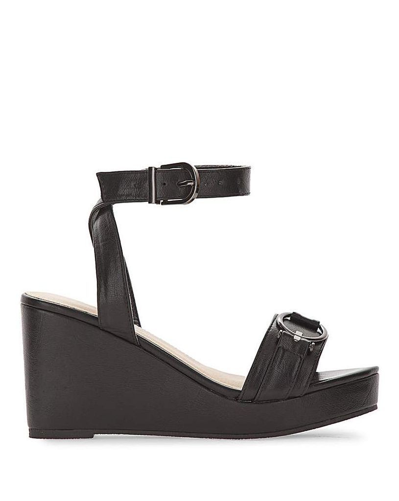 Peep Toe Wedge Sandals Extra Wide Fit