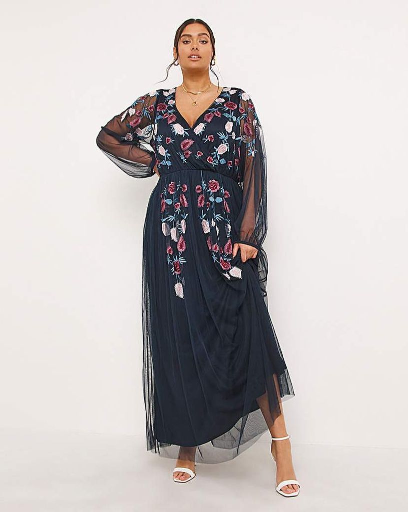 Maya Floral Embroided Wrap Dress