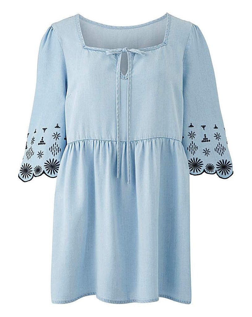 Lyocell Embroidered Floaty Smock Tunic