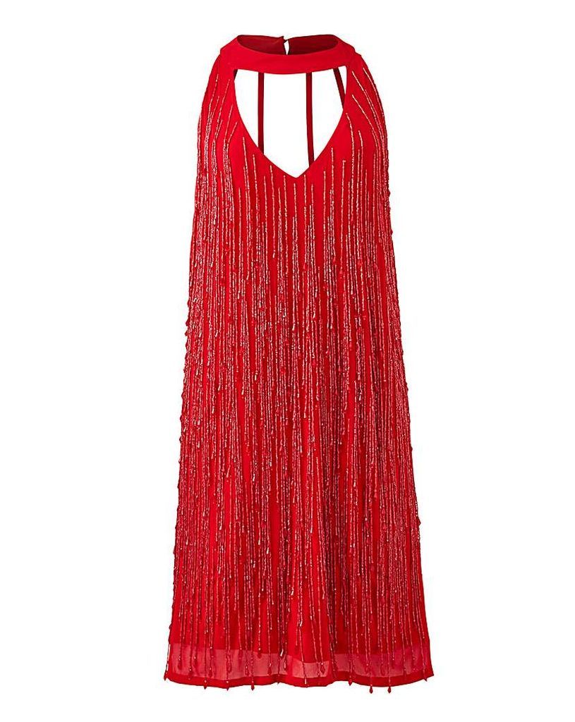 Red Beaded Tassle Dress