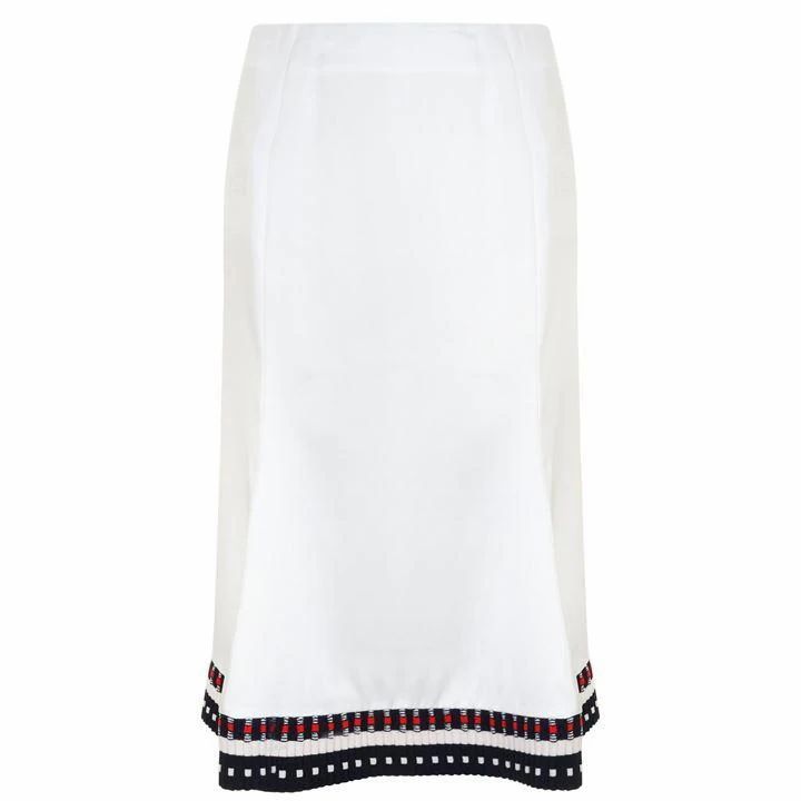 Flare Trim Skirt - WHITE/CRIMSON-N