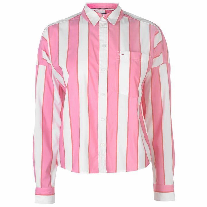 Tommy Cropped Boxy Shirt Womens - Shocking Pink