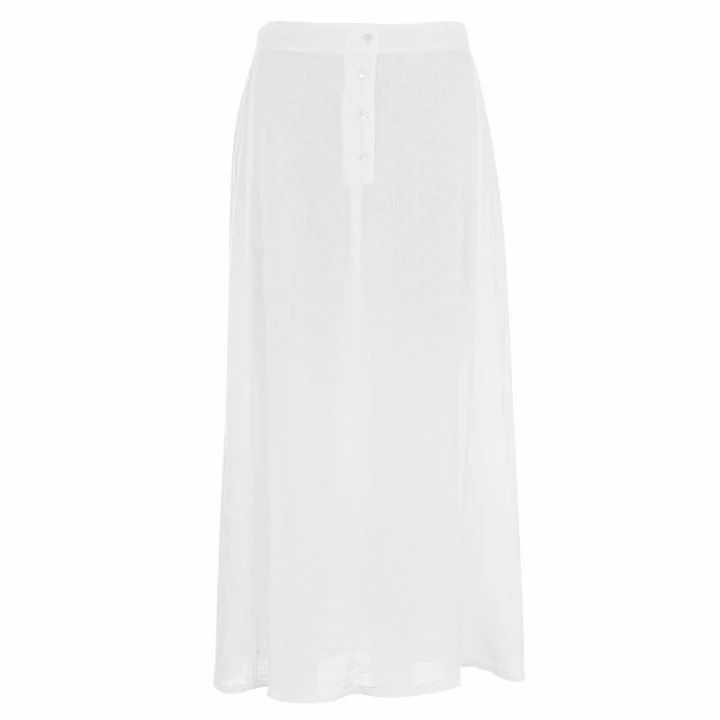 Button Midi Skirt - White