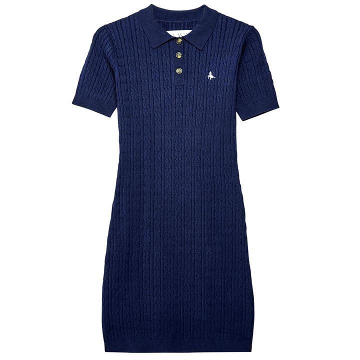 Moray Short Sleeve Polo Cable Dress - Navy